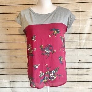 Rewind Colorblock Floral Capped Sleeve Blouse Size Small